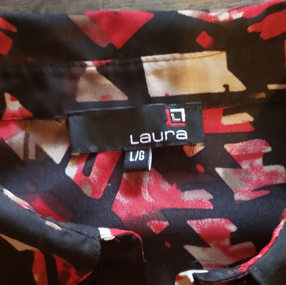 L, Red & Black with Lace & Ruffle Laura Blouse - Picture 2 of 11